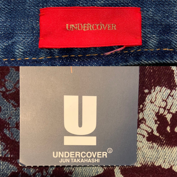 NWT Jun Takahaski Undercover Womens 2‎ Jeans Tapered Leg Blue Flocked 2YK 90s - Picture 12 of 12